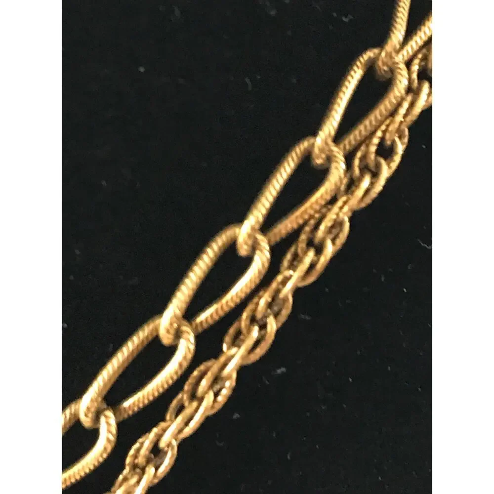 Vintage Goldette Gold Tone Triangle Filigree Pendant Egyptian Victorian Revival